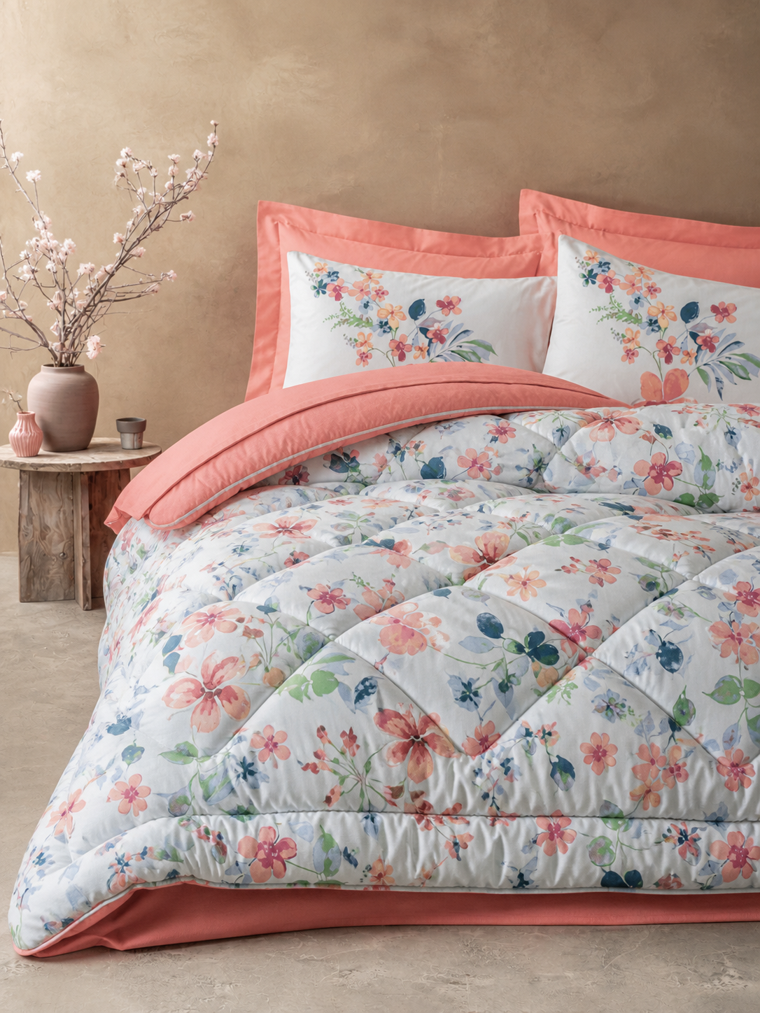 Cotton Box Tek Kişilik Uyku Seti Bluebell Somon