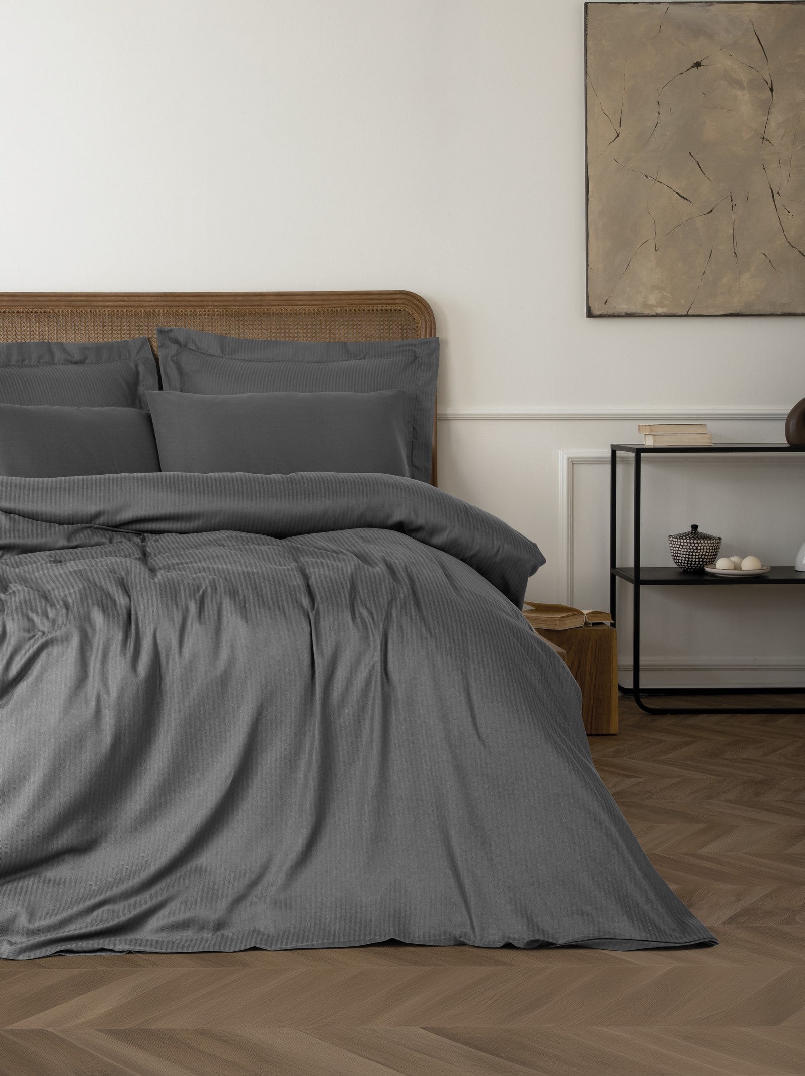 Cotton Box Tensel Craft Double Duvet Cover Set Anthracite