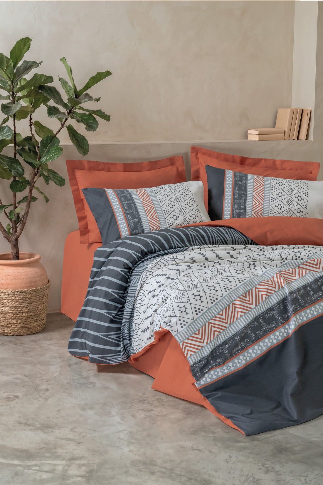 Cotton Box Toprak Çift Kişilik Nevresim Takımı Strata Tarçın