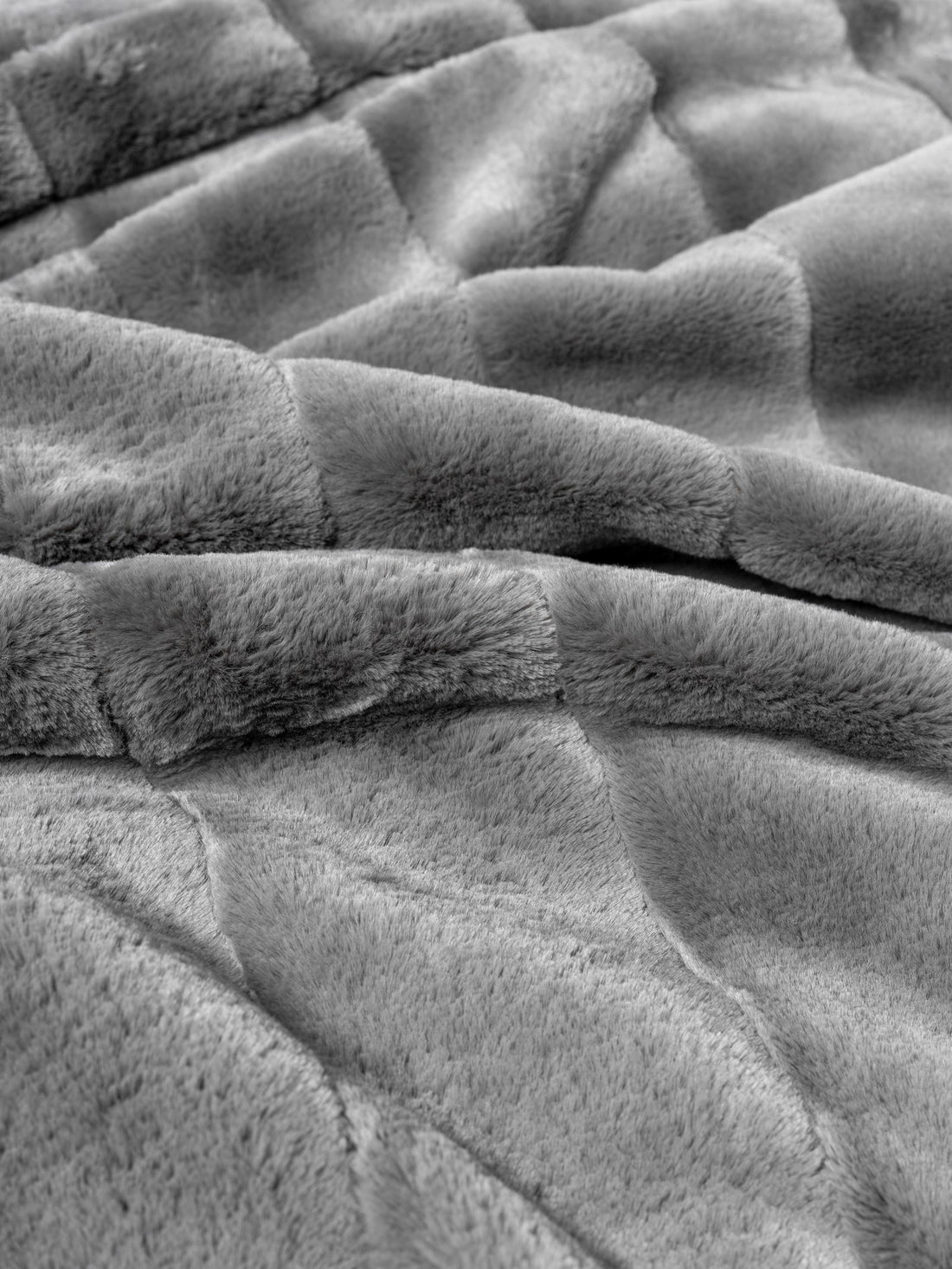 Cotton Box Trim Double Fur Blanket Duvet Cover Set Suave Anthracite