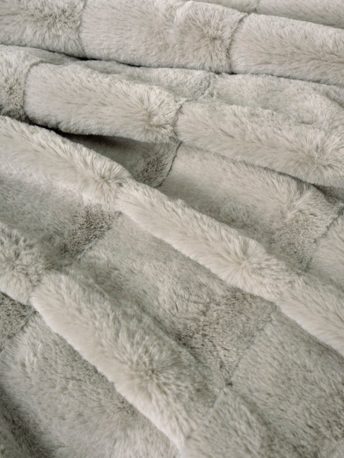 Cotton Box Trim Double Fur Blanket Duvet Cover Set Suave Gray
