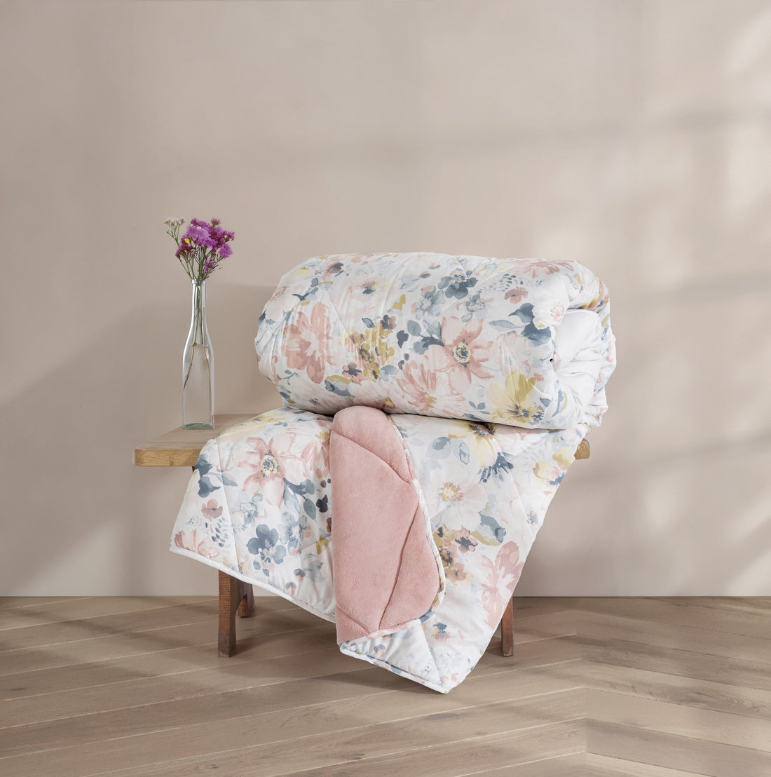 Cotton Box Velvet Double Duvet Dalya Powder 195x215 cm