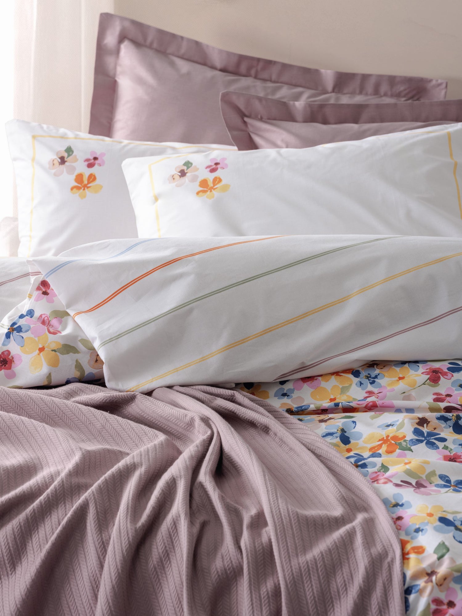 Cotton Box Vivid Double Pique Duvet Cover Set Flurry Lilac