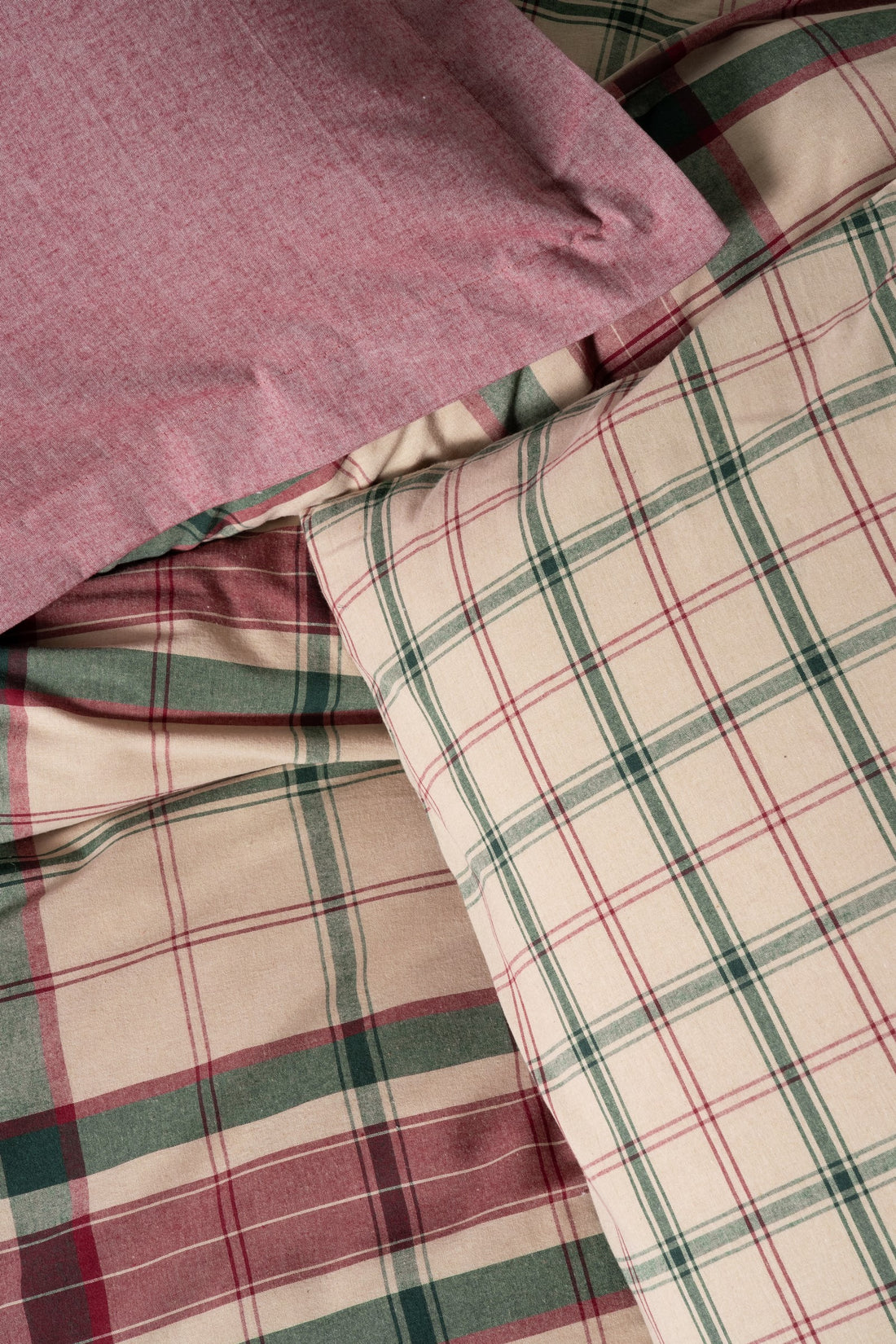 Cotton Box Warm Flannel Double Duvet Cover Set Jamil Claret Red