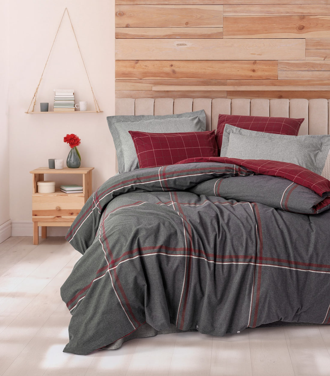 Cotton Box Warm Flanel Çift Kişilik Nevresim Takımı Sento Gri