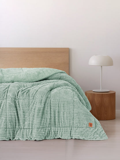 Cotton Box Wave Double Quilt Sage 195x215 cm