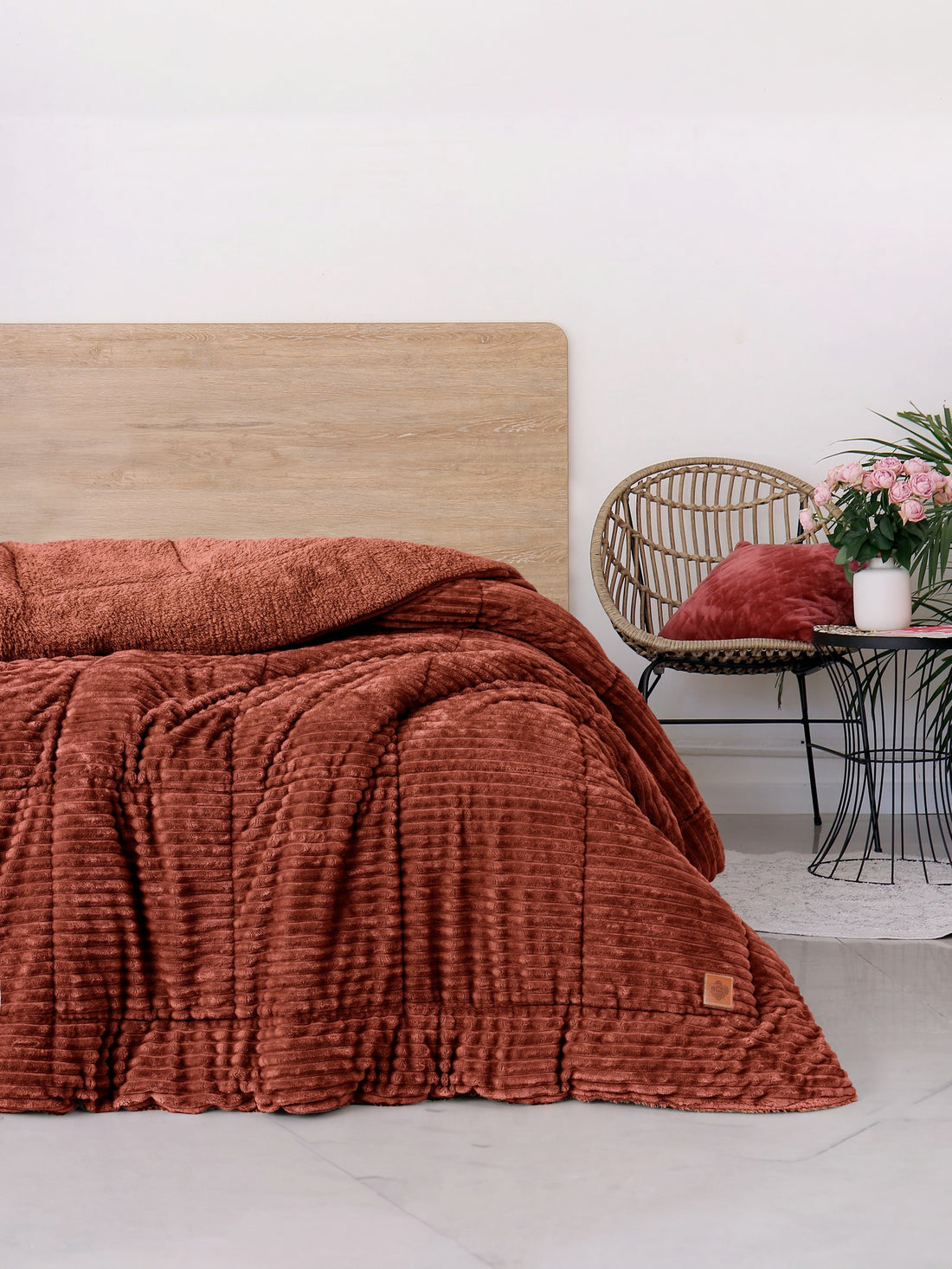 Cotton Box Wave Double Quilt Cinnamon 195x215 cm