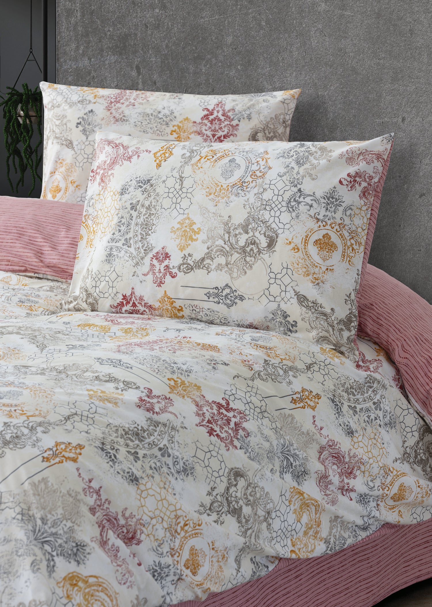 Cozy Home Double Duvet Cover Set with Elastic Sheets, Antique Dried Rose