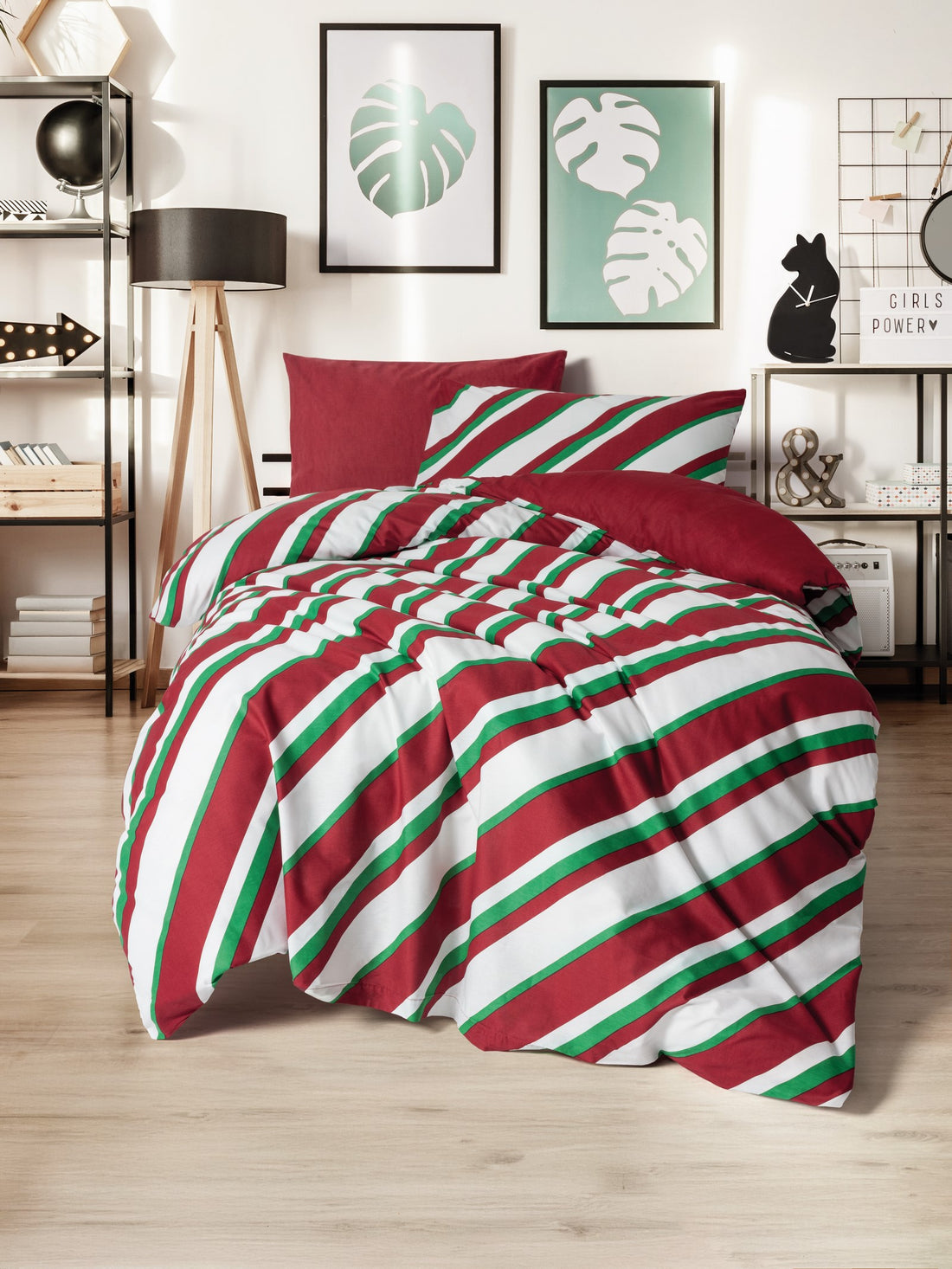 Cozy Home Festive Tek Kişilik Lastikli Çarşaflı Nevresim Takımı Merry Kırmızı