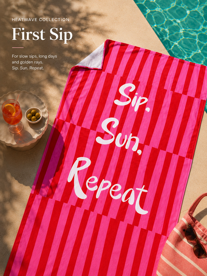 Cozy Home Heatwave Plaj Havlusu First Sip Pembe