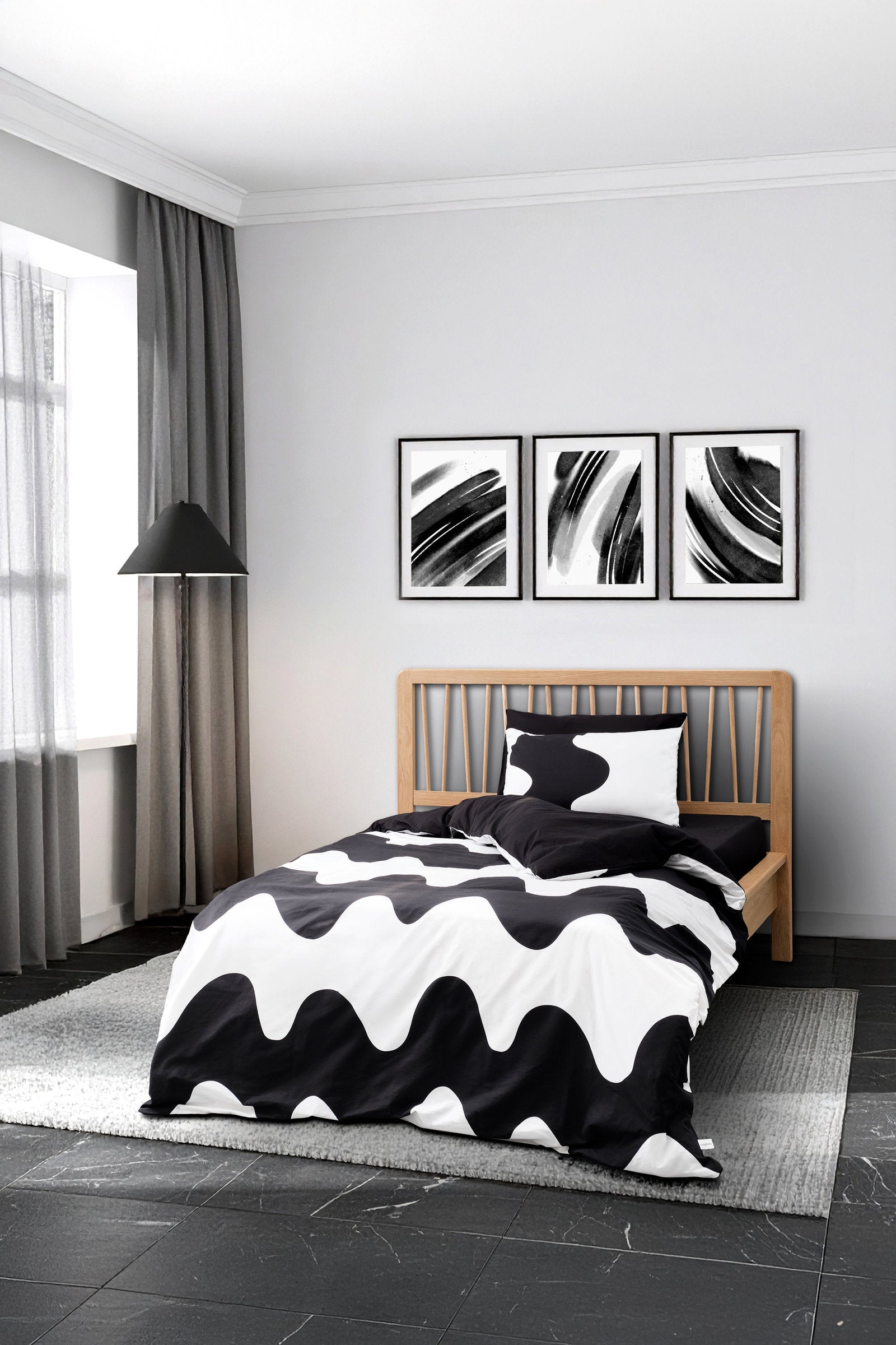 Cozy Home Комплект постельного белья с натяжной простыней Flow Siyah, односпальный