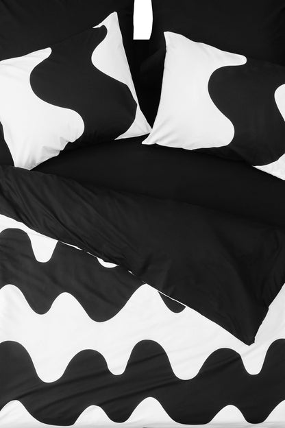 Cozy Home Mono Tek Kişilik Lastikli Çarşaflı Nevresim Takımı Flow Siyah