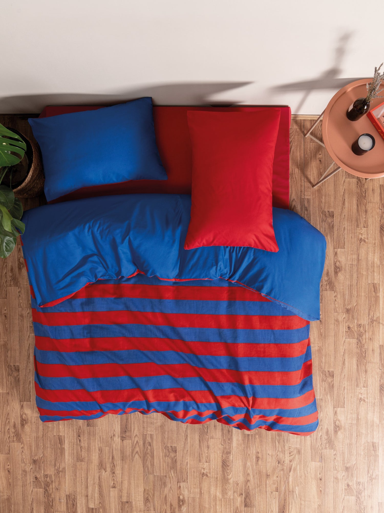 Cozy Home Popping Colors Çift Kişilik Lastikli Çarşaflı Nevresim Takımı Blaze Kırmızı 180x200