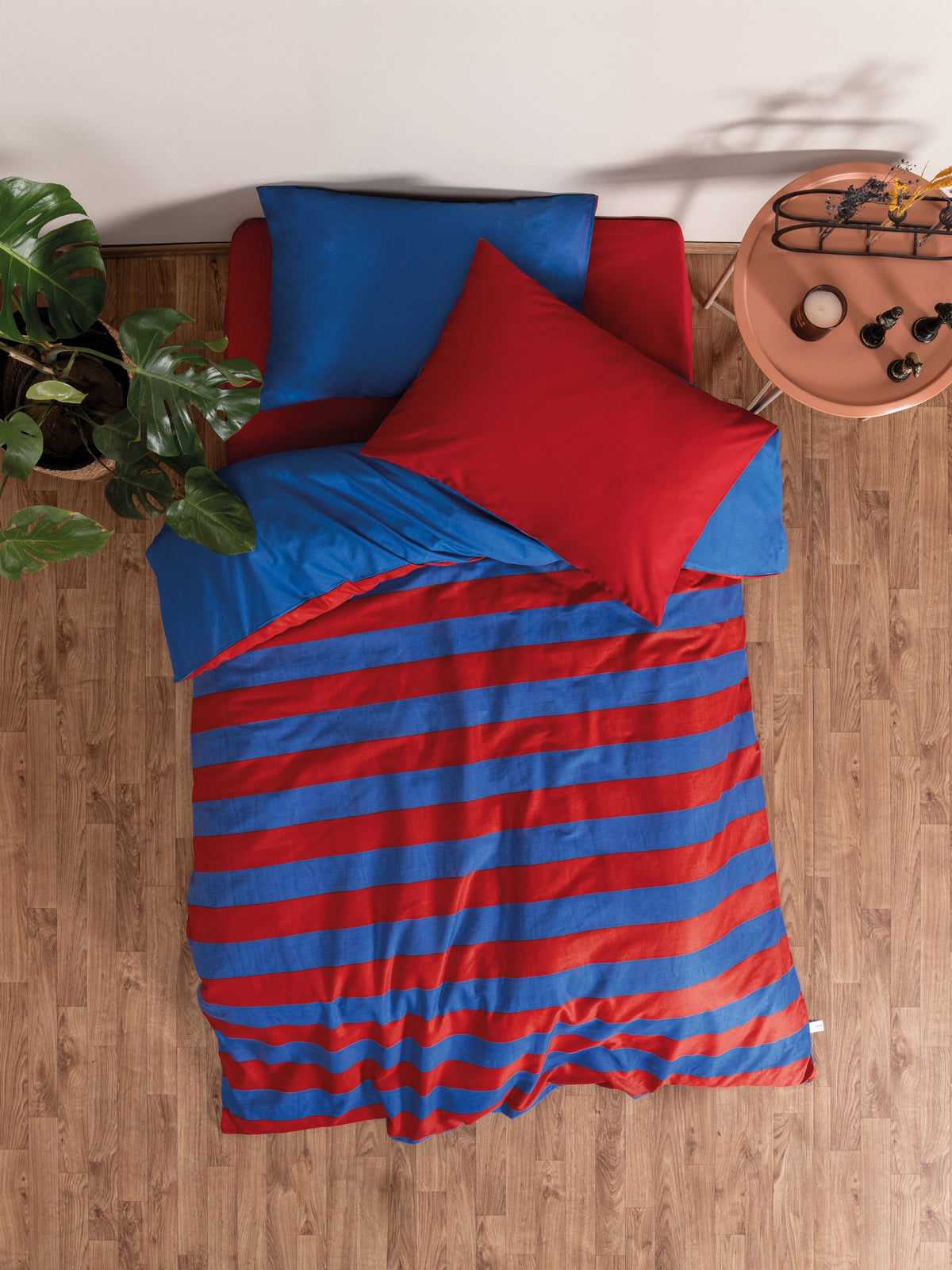 Cozy Home Popping Colors Single Duvet Cover Set with Fitted Sheet Blaze Red