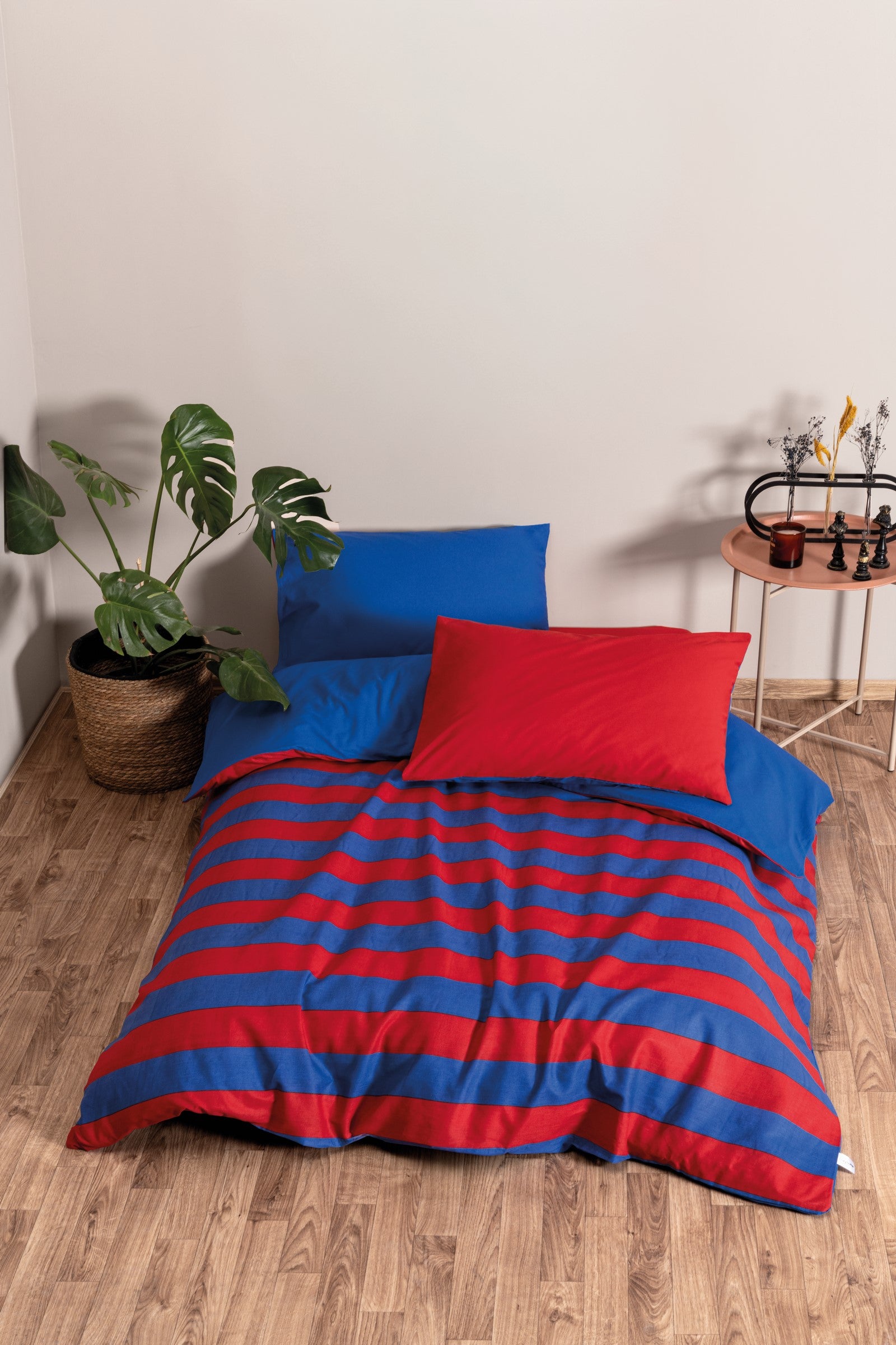 Cozy Home Popping Colors Single Duvet Cover Set with Fitted Sheet Blaze Red