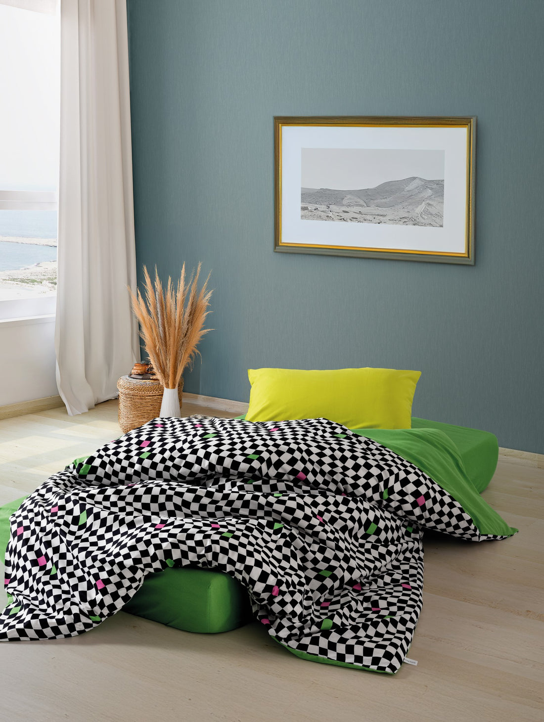 Cozy Home Popping Colors Tek Kişilik Lastikli Çarşaflı Nevresim Takımı Dazzle Yeşil