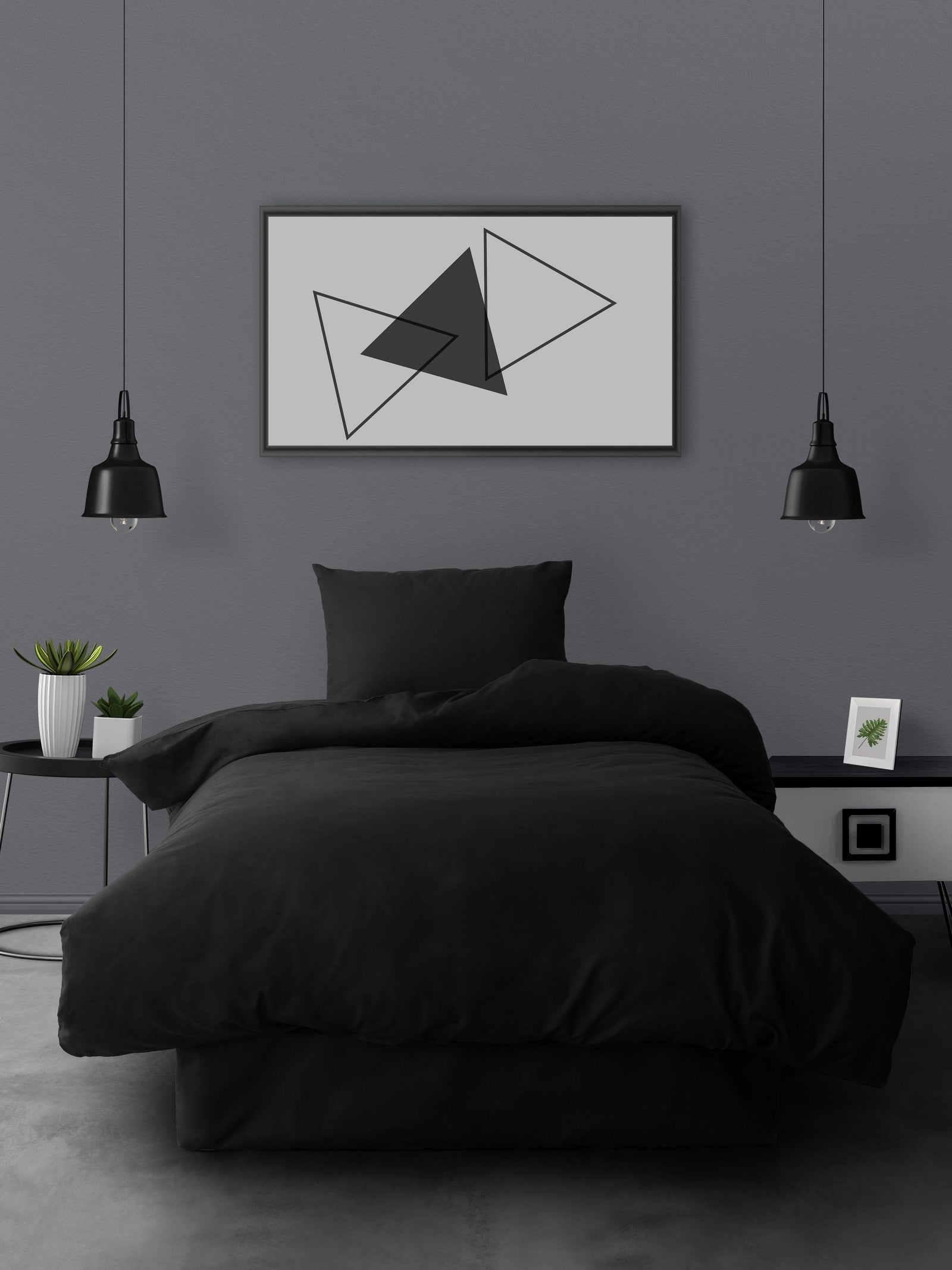 Cozy Home Single Duvet Cover Set with Elastic Sheets Simple Black